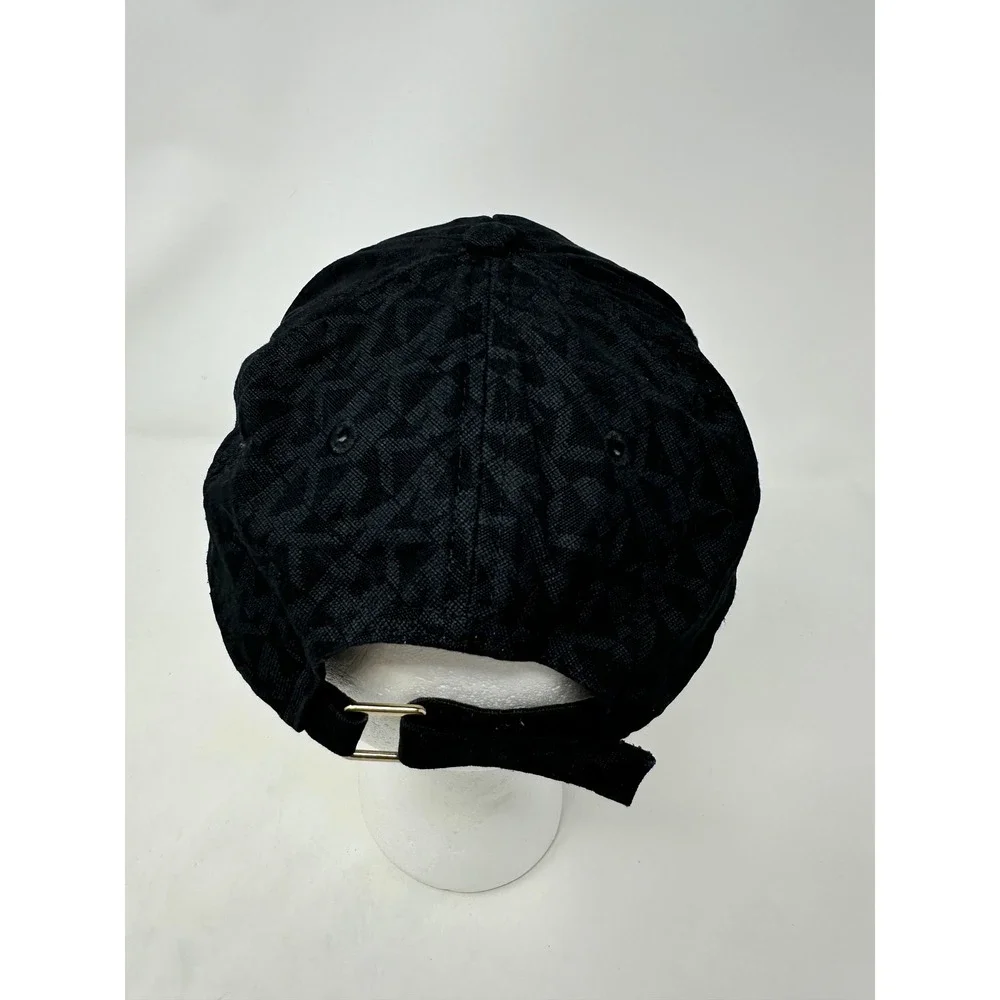 Michael Kors Womens Black Monogram Logo Baseball Cap Adjustable Hat MK Logo